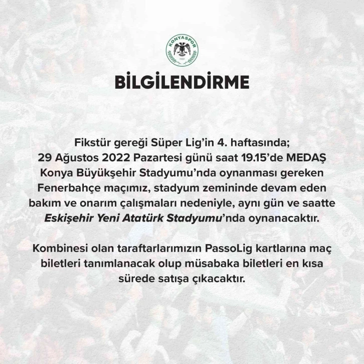 Fenerbahçe ilk kez Eskişehir Yeni Stadyumu’nda maça çıkacak
