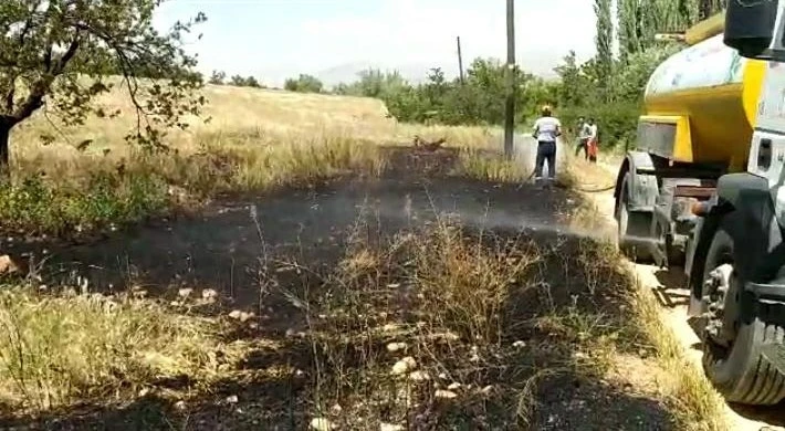 Kayısı bahçesindeki yangın büyümeden söndürüldü
