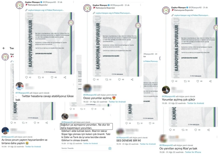 Rizespor’da yönetim değişti, sosyal medya yorumlara açıldı
