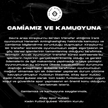 Altay’ın İranlı kadın futbolcusu kaçak/mülteci durumuna düştü
