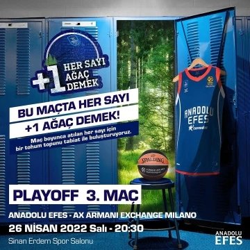 Anadolu Efes iş birliğinde yapılan ’Her Sayı +1 Ağaç Demek’ projesi, play-off’ta da devam edecek
