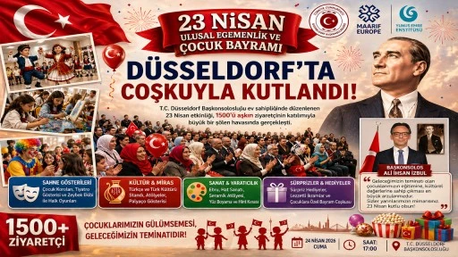 D&uuml;sseldorf&rsquo;ta 23 Nisan Coşkusu: 1500&rsquo;&uuml; Aşkın Katılımla G&ouml;rkemli Kutlama