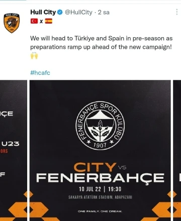 Fenerbahçe ile Hull City Sakarya’da karşı karşıya gelecek
