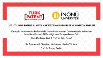 İnönü Üniversitesi’nde 2 proje patent aldı
