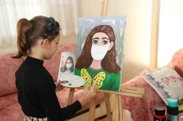 Küçük ressam, boya ve fırça takımına kavuştu
