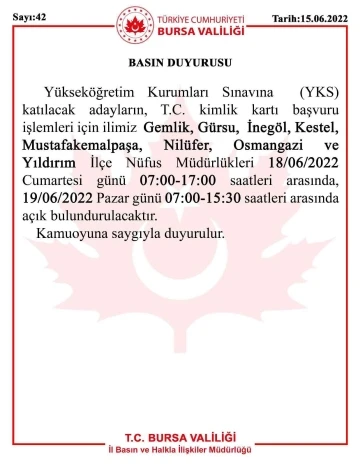 YKS adayları dikkat! Bursa Valiliği duyurdu
